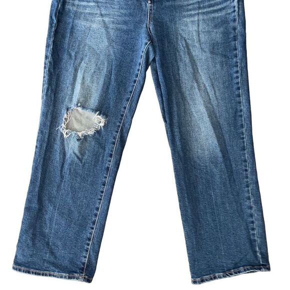 FRAYED Denim High Rise Straight Jeans 32 - Picture 3 of 8